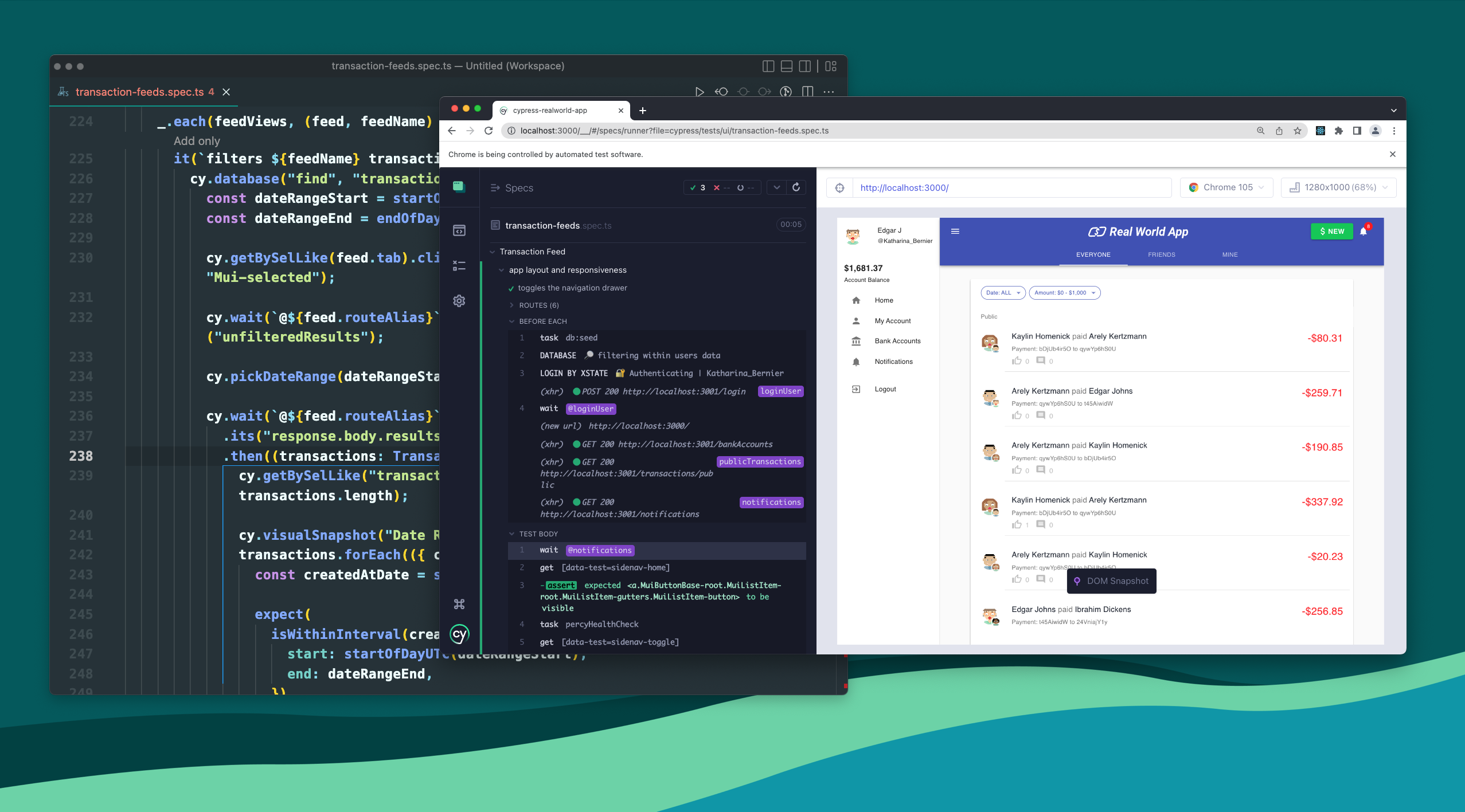 Exemplo de código Cypress